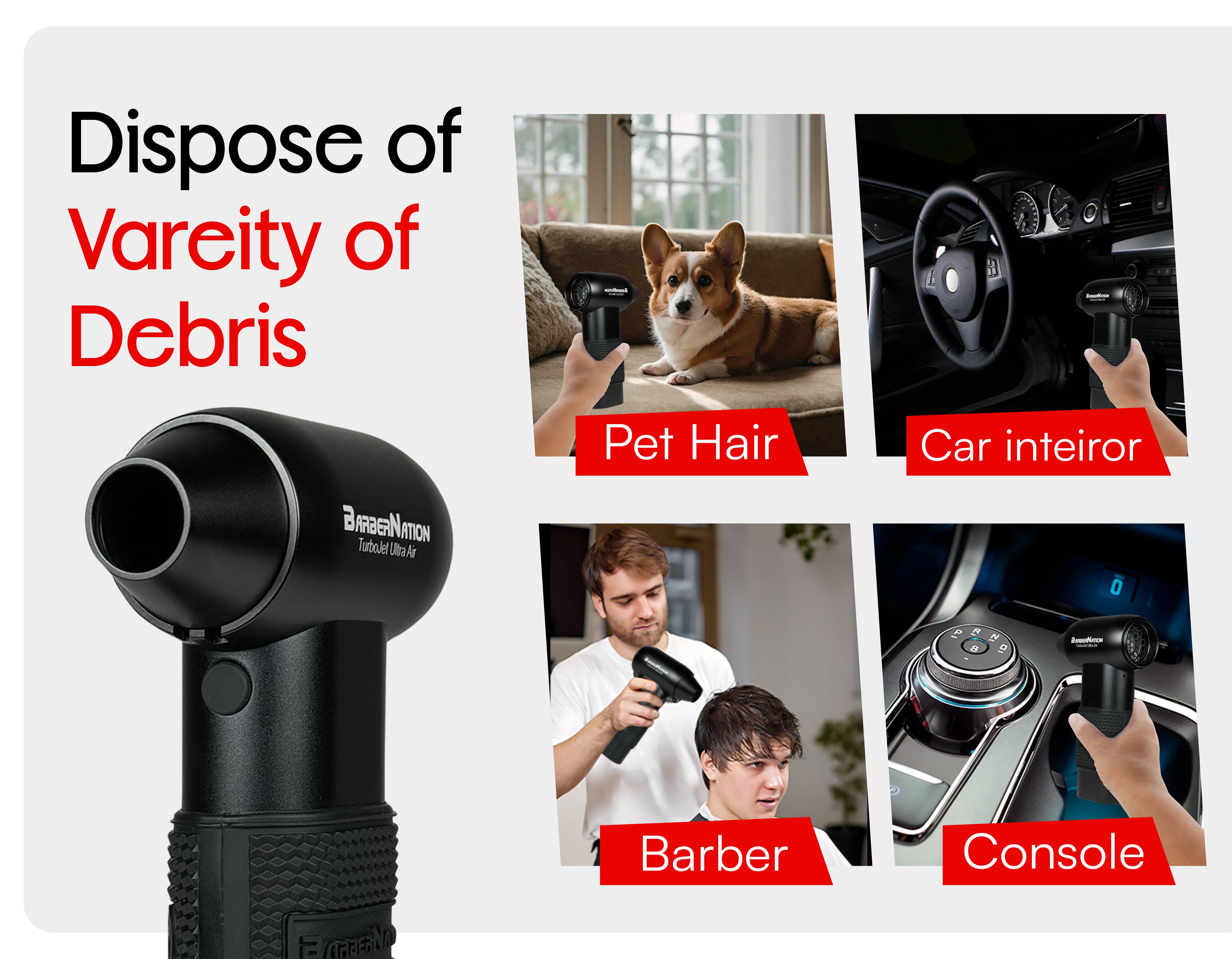 BarberNation 5-in-1 TurboJet 2.0 Ultra Air Duster 150,000RPM BarberNation 5-in-1 TurboJet 2.0 Ultra Air Duster 150,000RPM