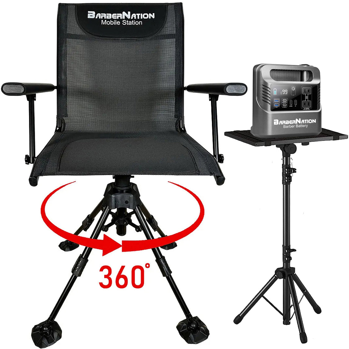BarberNation Mobile Station - Cut Hair Anywhere Chair & Travel Tray