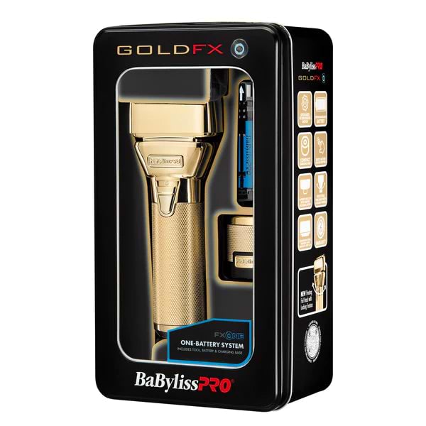BabylissPRO FXONE GOLDFX DOUBLE FOIL SHAVER with All Metal Body 4-in-1 TurboJet Air Duster