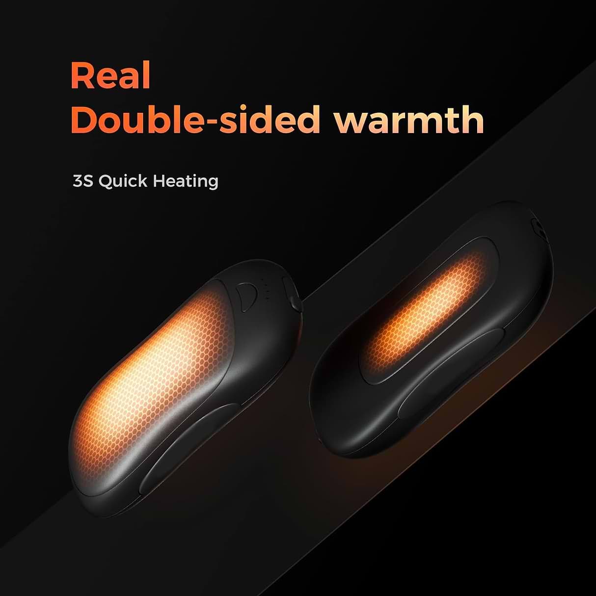 BarberNation HeatPods Pro Rechargeable Hand Warmers with 10,000mAh Power Bank (2x Pack) Matte Black
