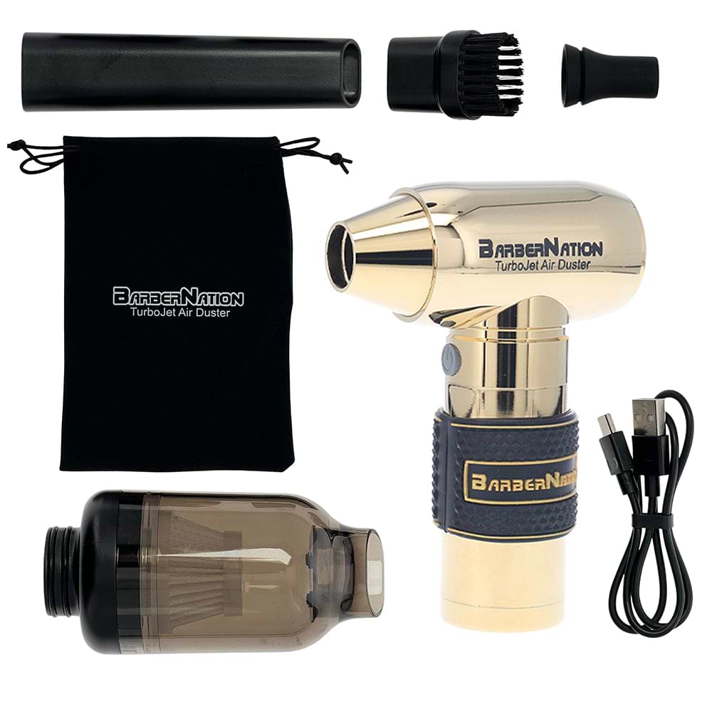 BarberNation All Metal Body 4-in-1 TurboJet Air Duster Pro - Solid Gold