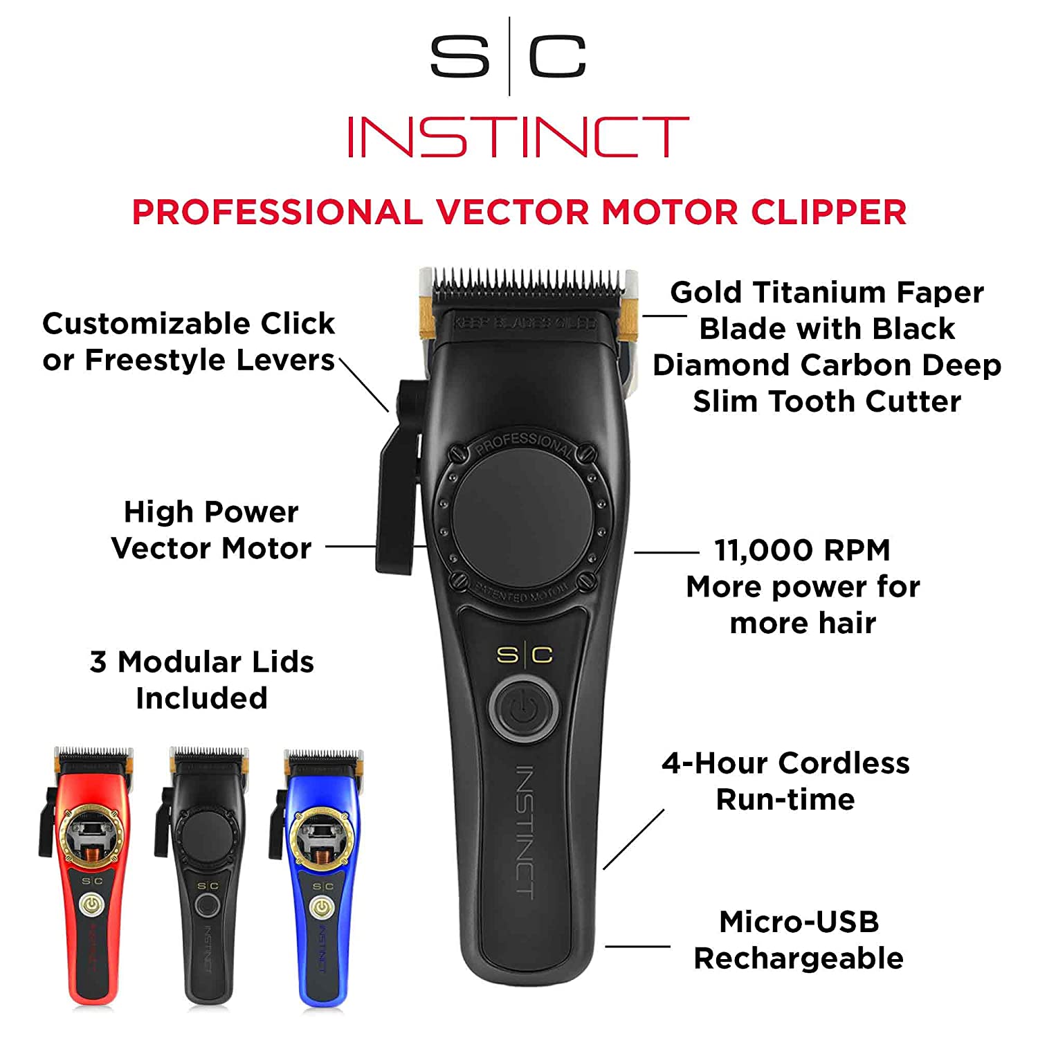 StyleCraft Instinct Cordless Clipper (SC607M) & Trimmer (SC407M) Set with Vector Motor - BarberNation