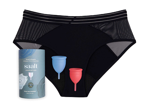 Saalt period underwear and menstrual cup