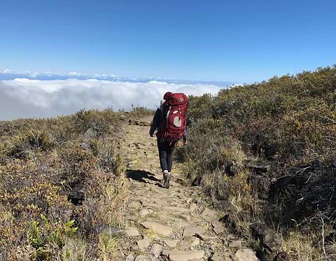 Woman hiking during her period