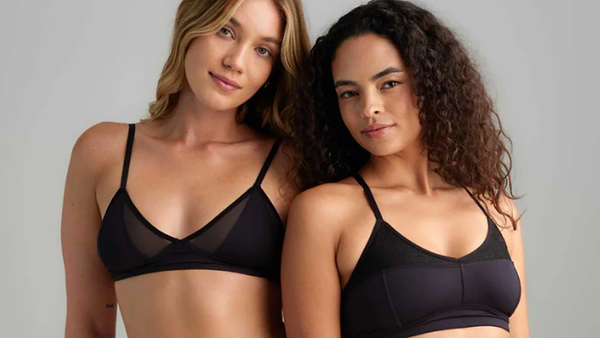 Models Wearing Saalt Mesh Bralettes