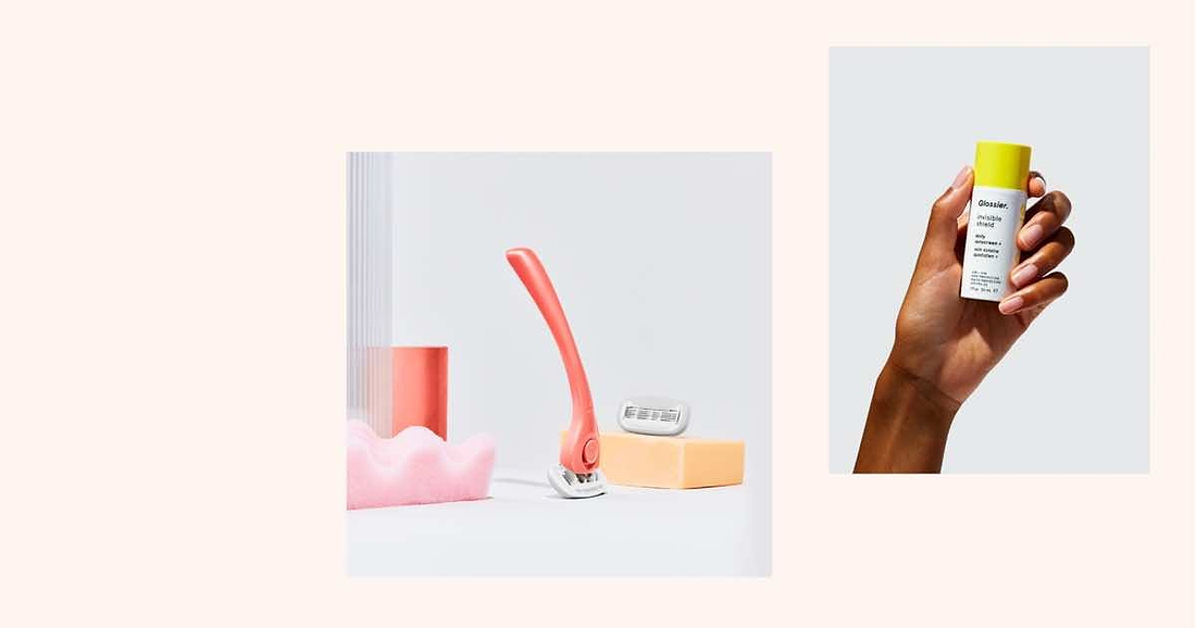 Beauty product collage.