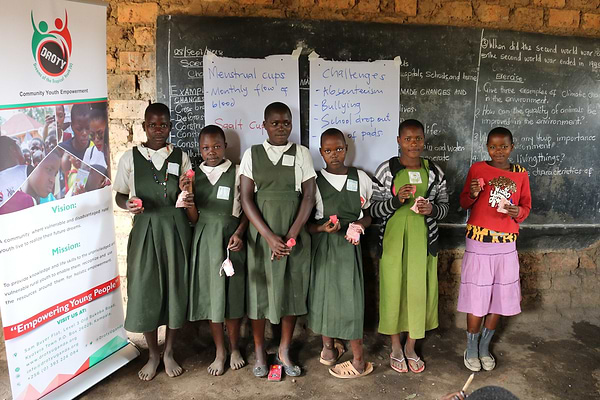 School girl presenting to group the Saalt Cup.