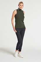ARMY GREEN || Nicolette Cashmere Mock Neck Sleeveless Top
