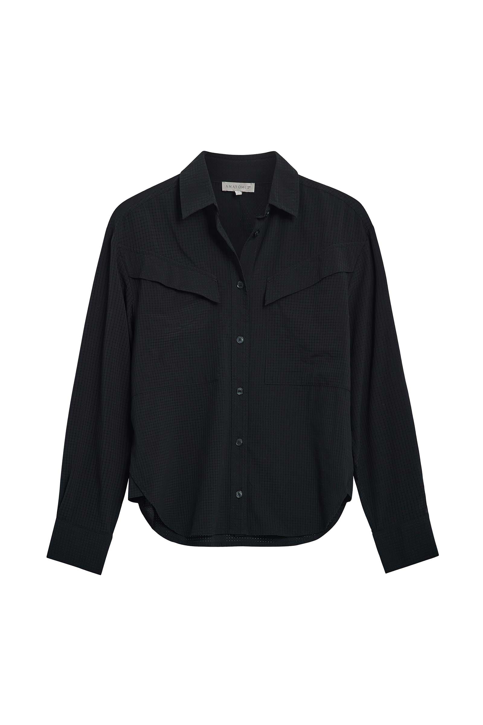 The Best Travel Top. Flat Lay of a Kieran Top in Black.