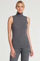 Charcoal || Nicolette Cashmere Mock Neck Sleeveless Top