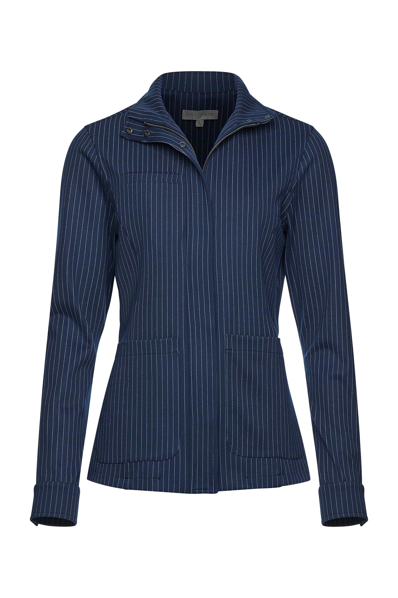 The Best Travel Jacket. Flat Lay of an Lucia Jacket in Navy/White.