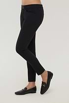 The Best Travel Pants. Side Profile of the Luisa Skinny Jean Pant in Black.