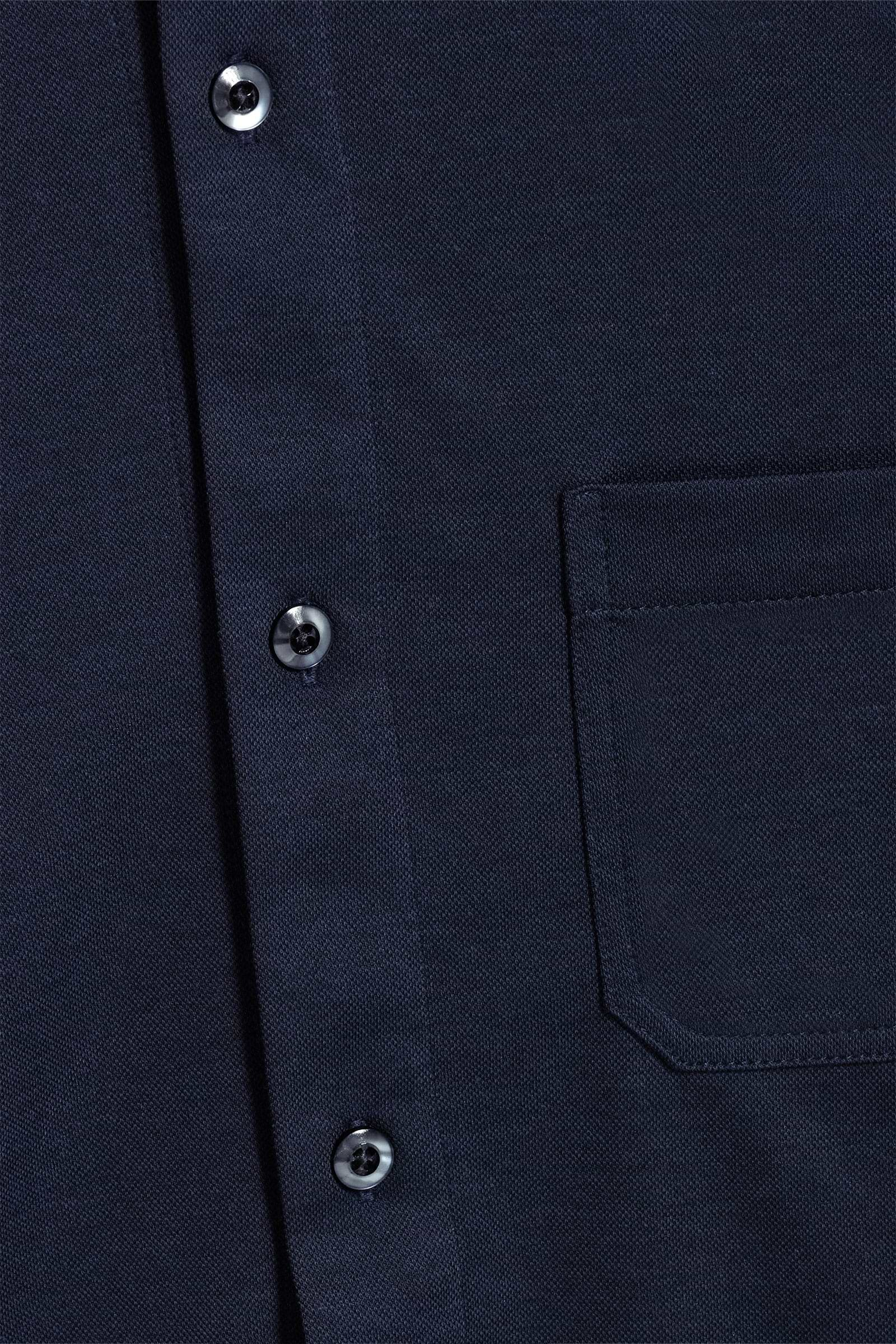 The Best Travel Top. Showing the Fabric Detail of a Men's Nick Top in Navy.