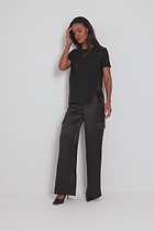 Video of a Candela Satin Pant in Black.