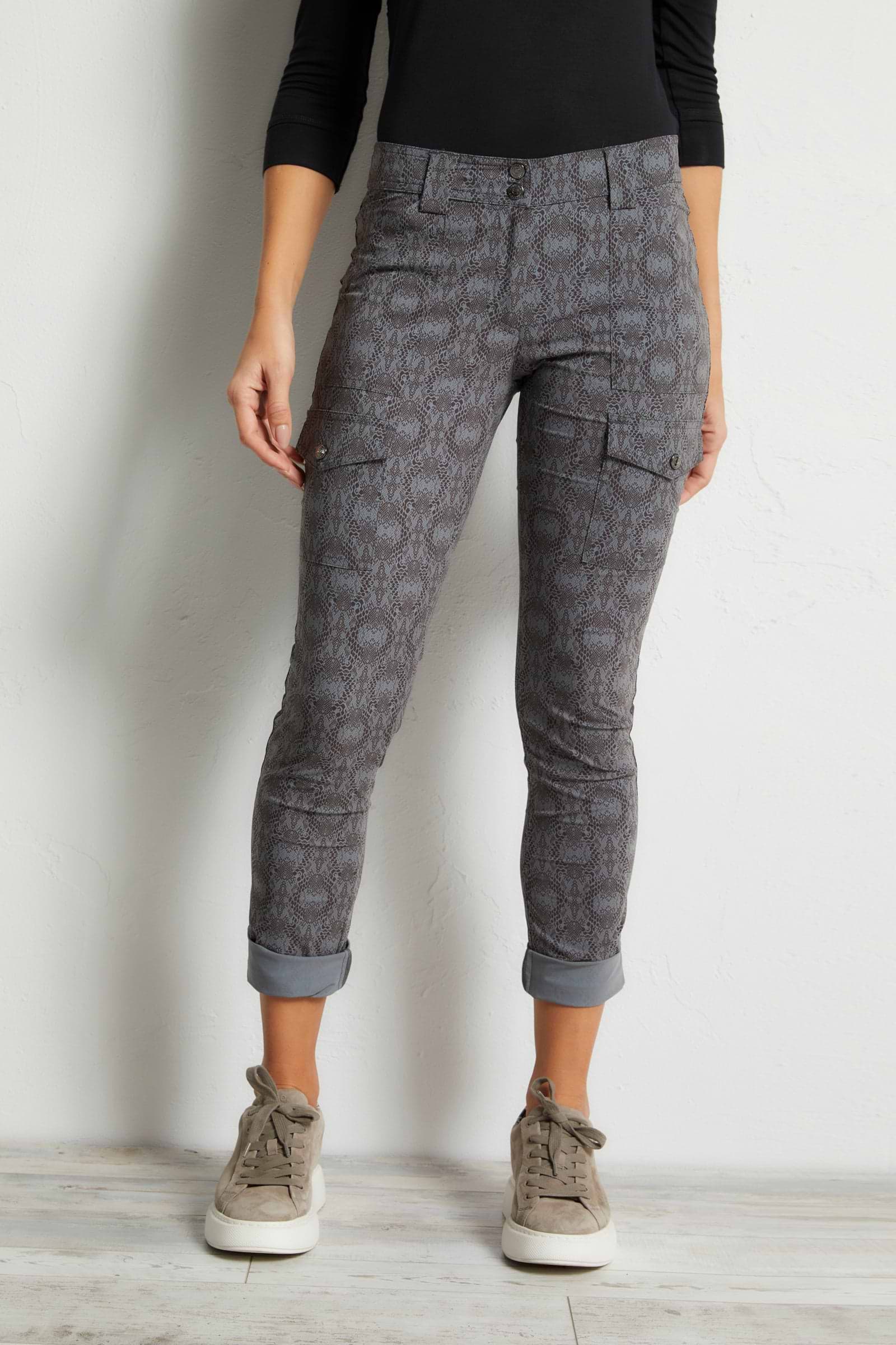 Blue Lizard-Platinum || Kate Printed Cargo Pant