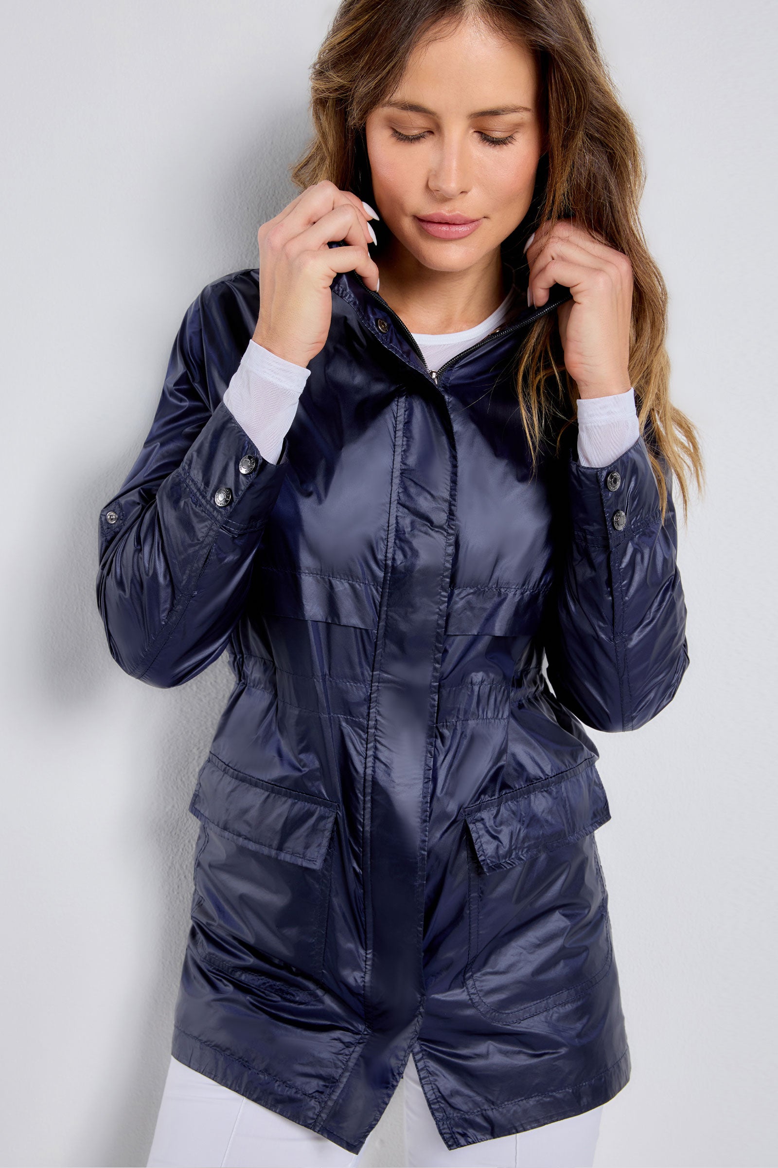 Woman within windbreaker discount