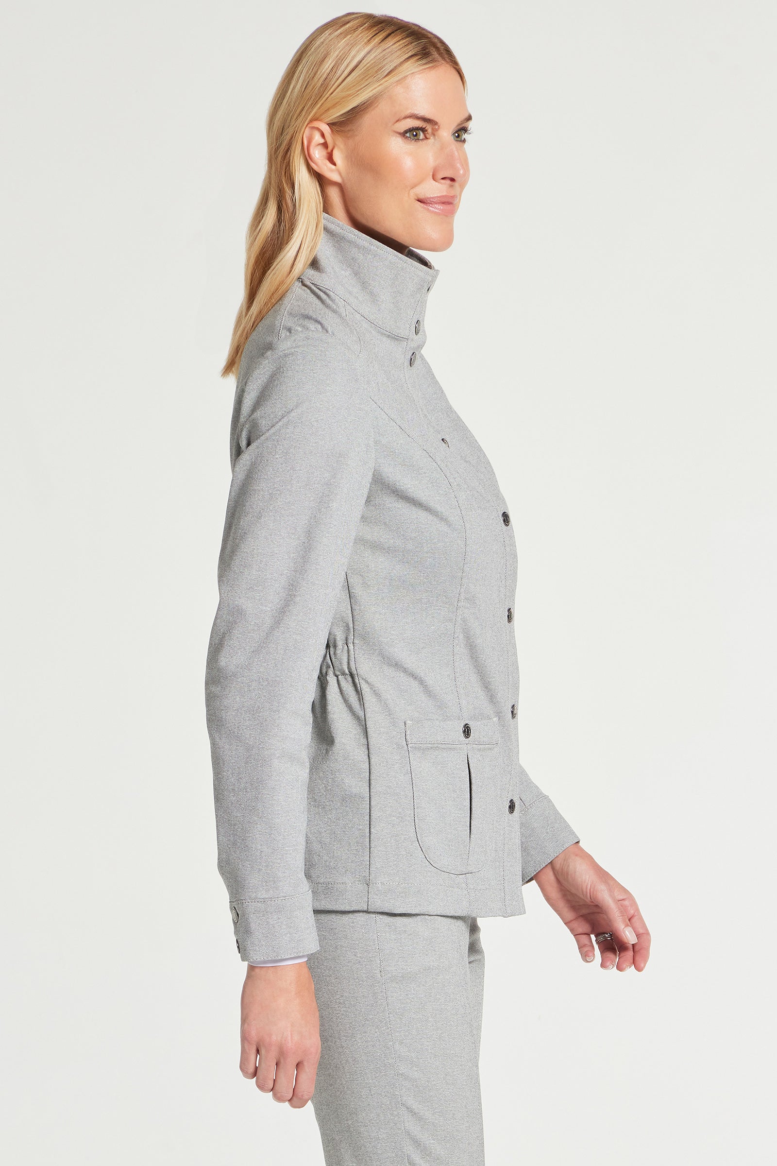 GREY MELANGE || Jane Textured Denim Jacket