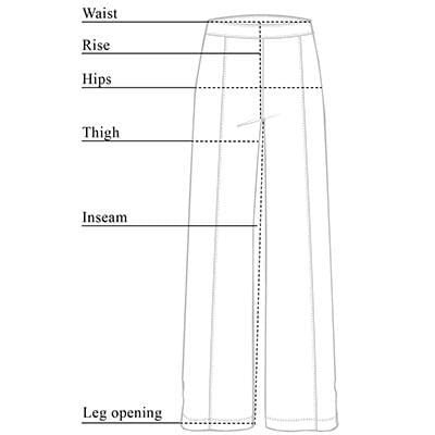 Tableau des tailles des pantalons larges à empiècements en dentelle Alexa
