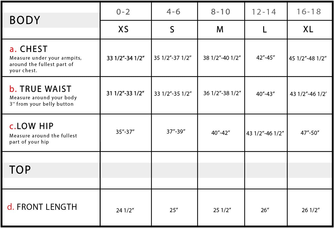 Alida Button Down Poplin Shirt Size Chart