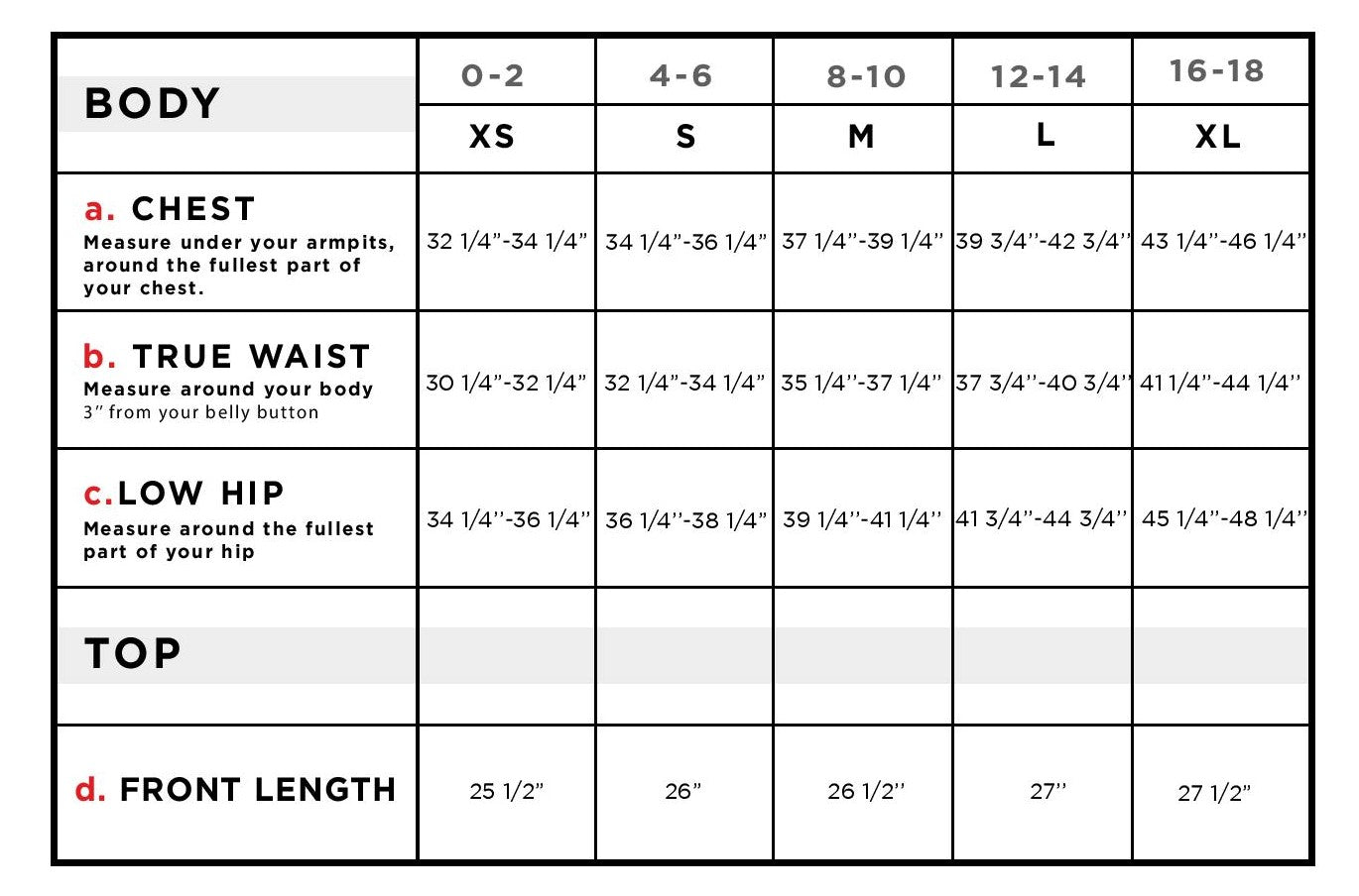 Calista Roll up Henley Top Size Chart