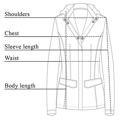 Callie Waterproof Travel Jacket Size Chart