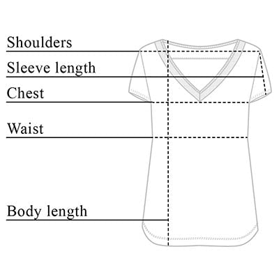 Charlotte V-neck Travel Tee Size Chart