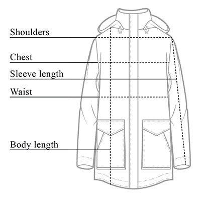 Ellie Lightweight Parka Size Chart