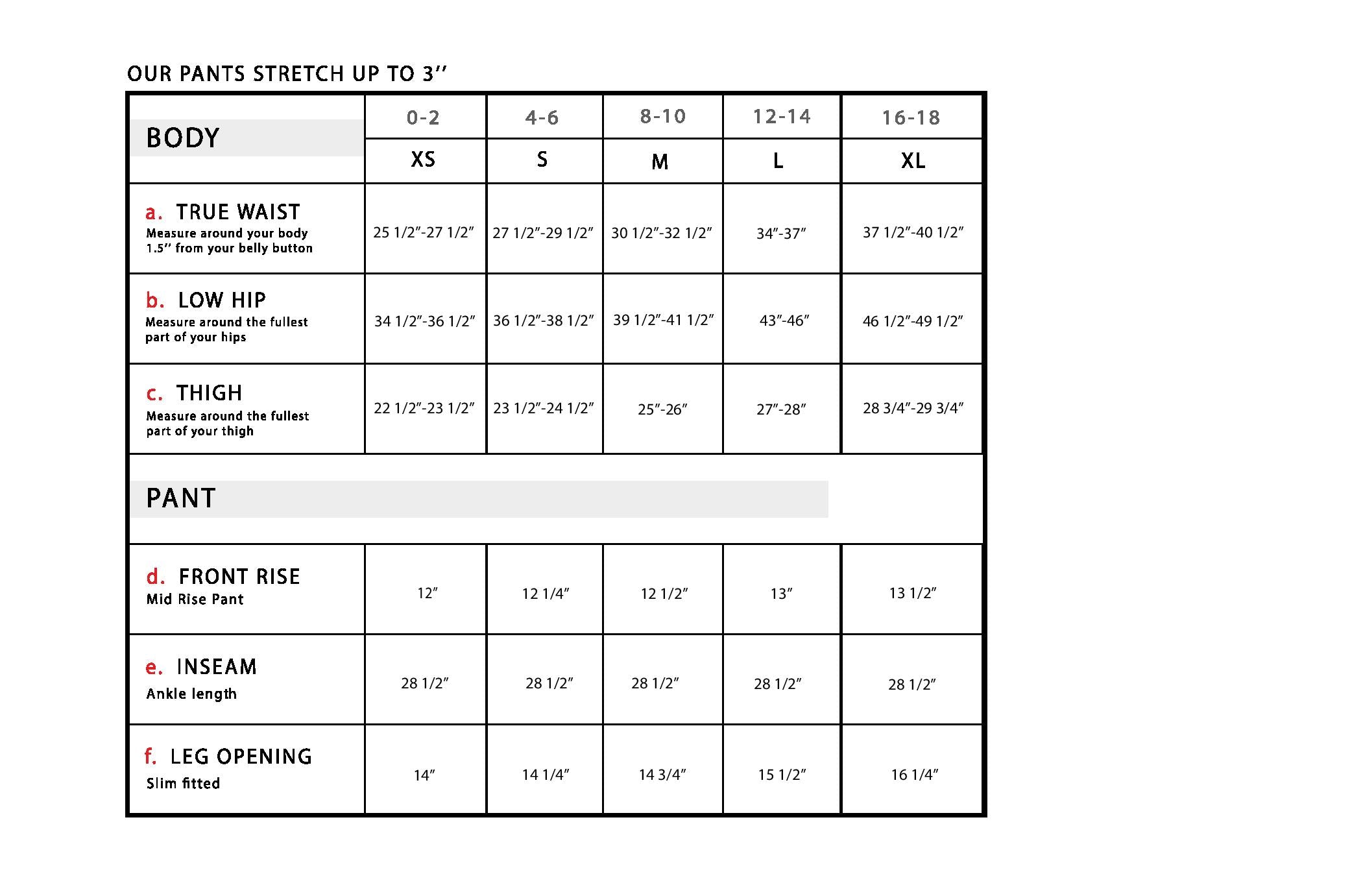 Harleth Scuba Two-Tone Straight Leg Pant Size Chart