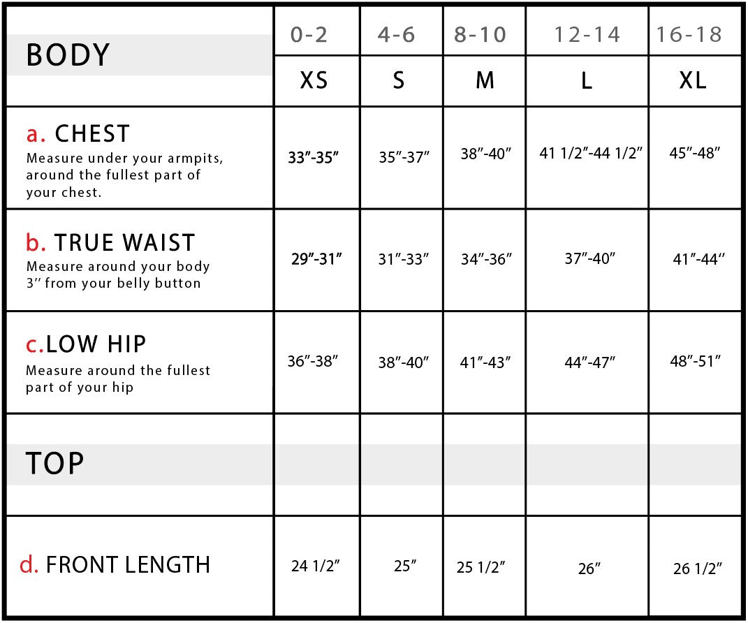 Helen Perforated Leather Vest Size Chart