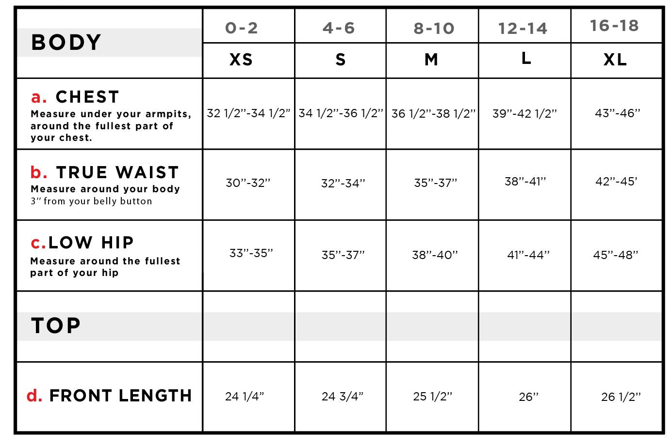 Isla V-Neck Longsleeve Top Size Chart