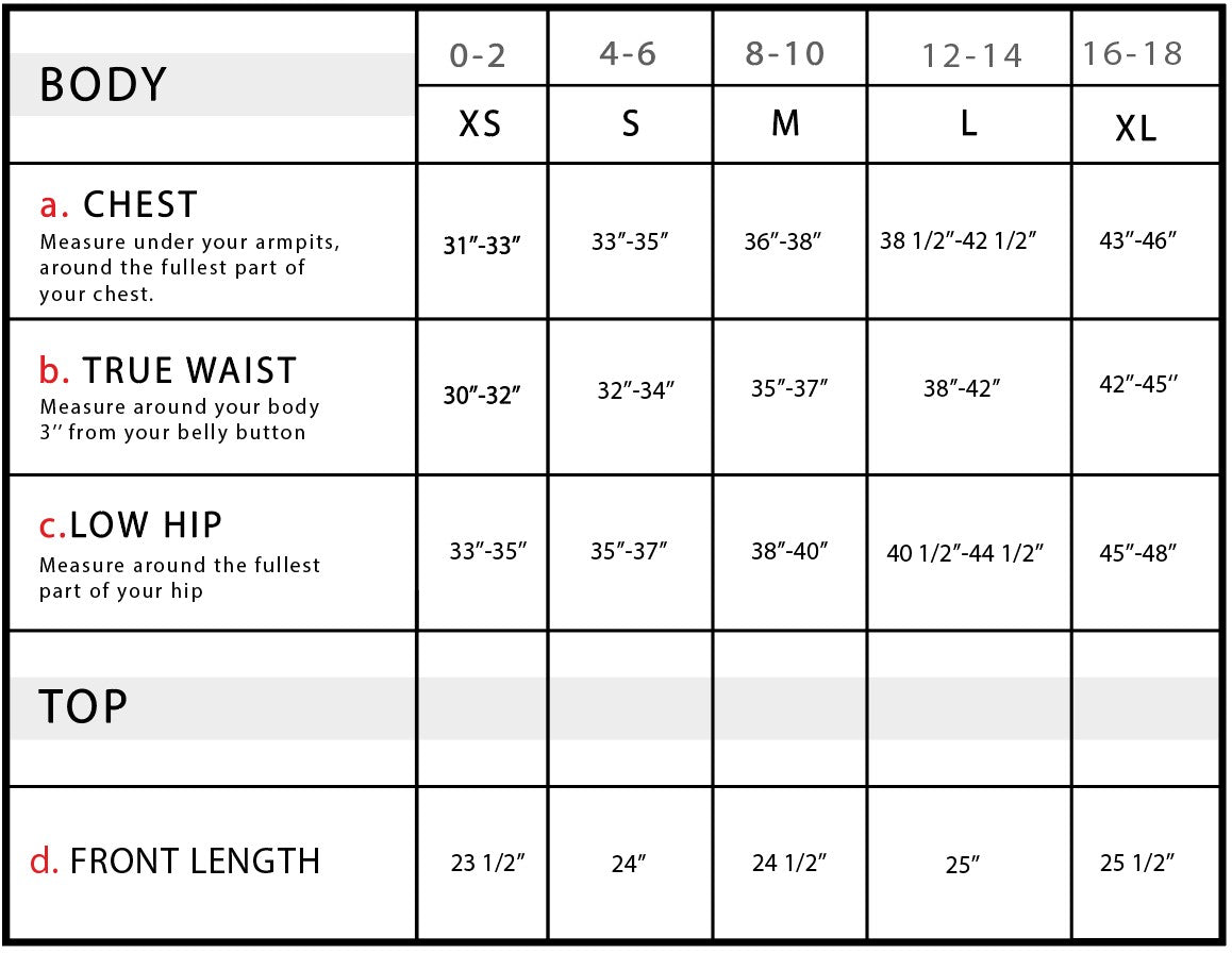 Jackson V-Neck Sleeveless Top Size Chart