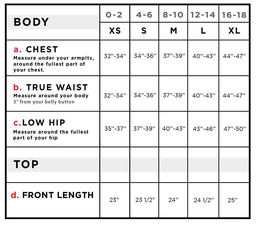 Jocey Quilted Vest Size Chart