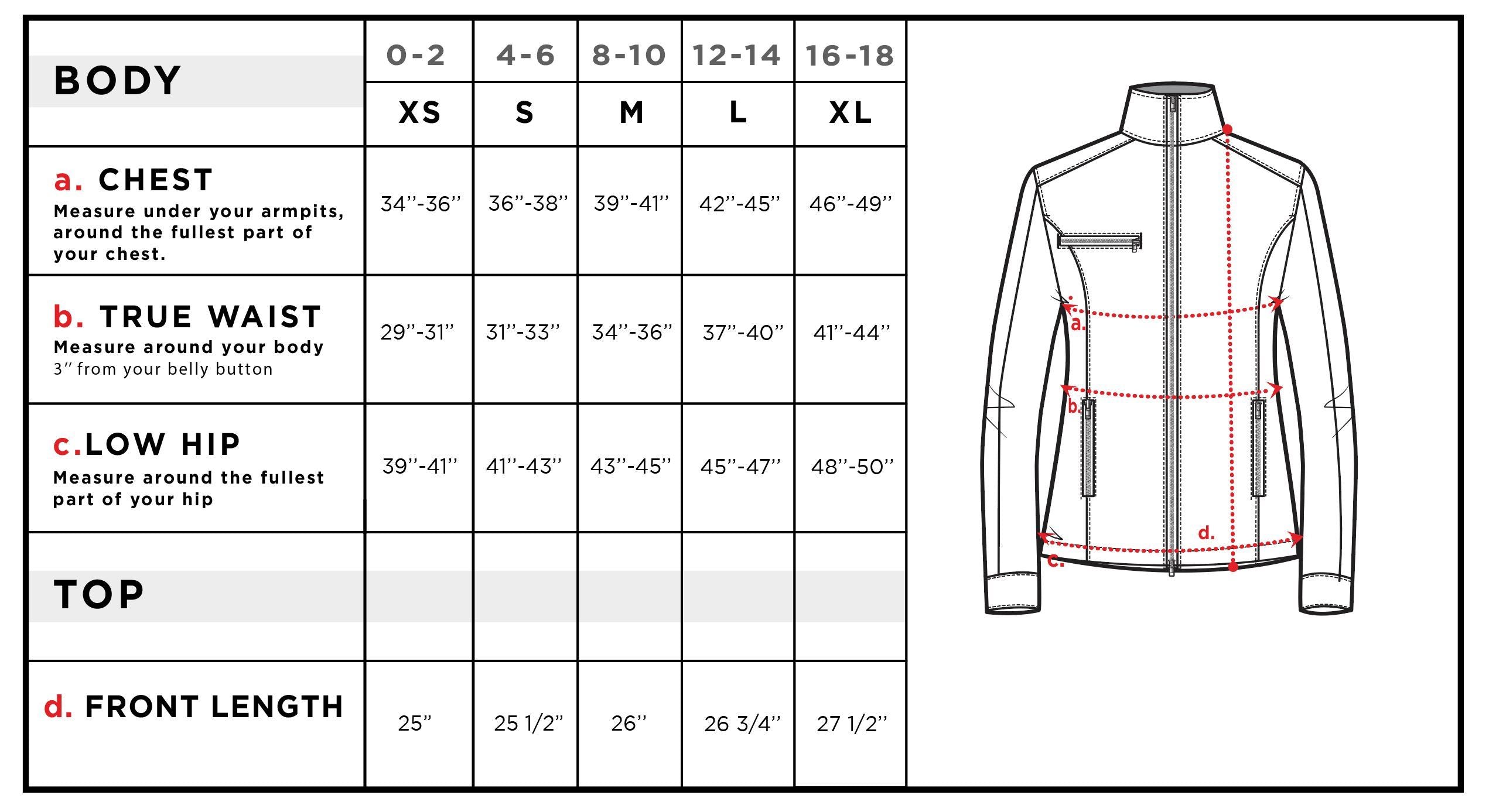 Size 12 jacket measurements on sale