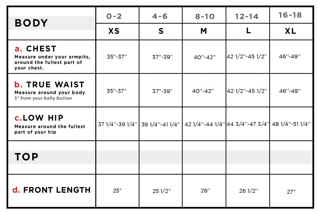Kahlo V-Neck Zip Back Top Size Chart