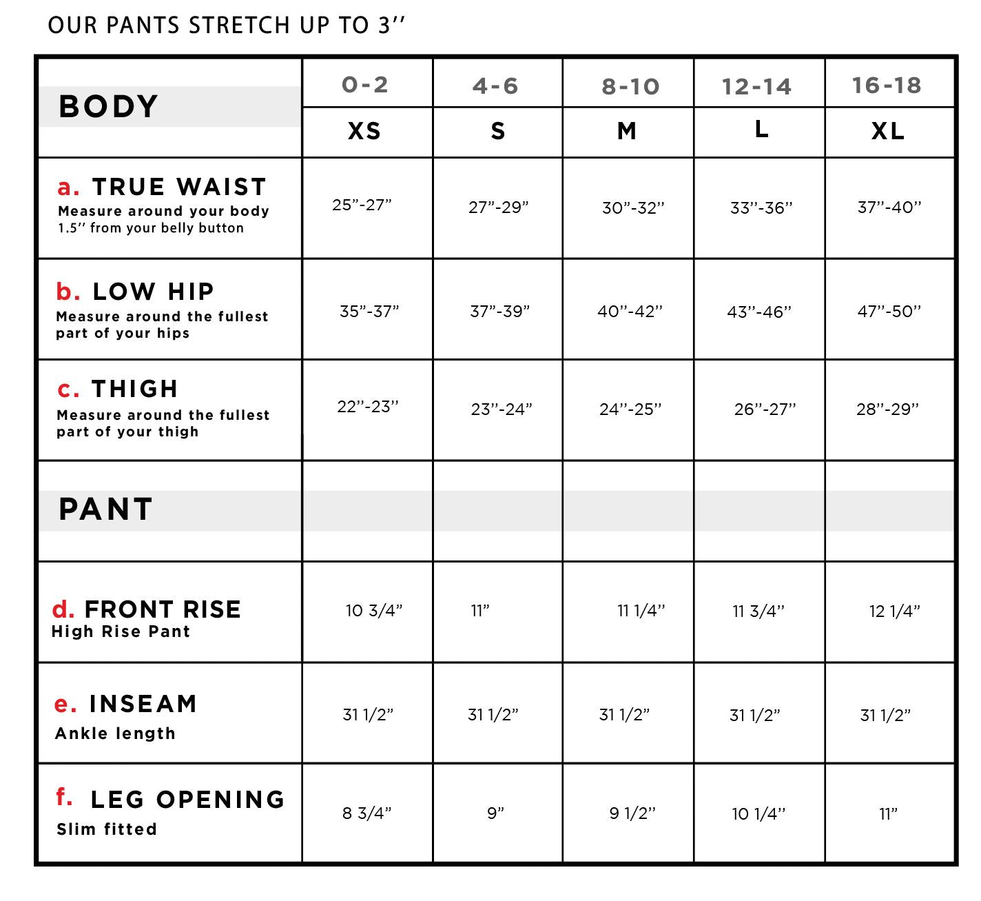 Londone Cashmere Relaxed Fit Jogger Size Chart