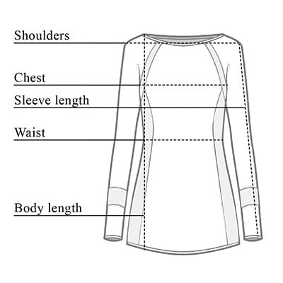 Nunia Mesh Tunic Size Chart