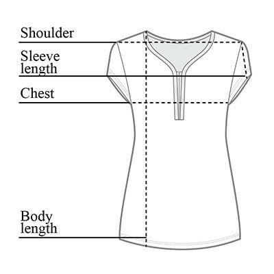 Olivia Half-Zip Tee Size Chart