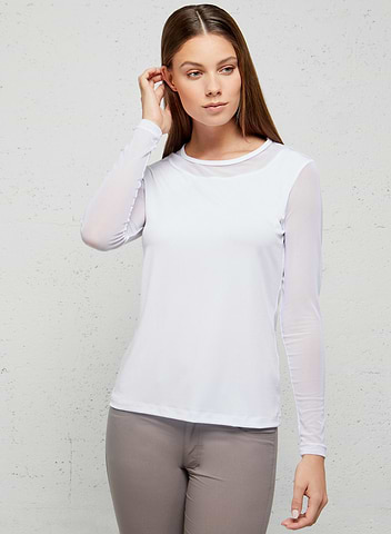 Traveling to Europe in The Kim Mesh-Sleeve Top
