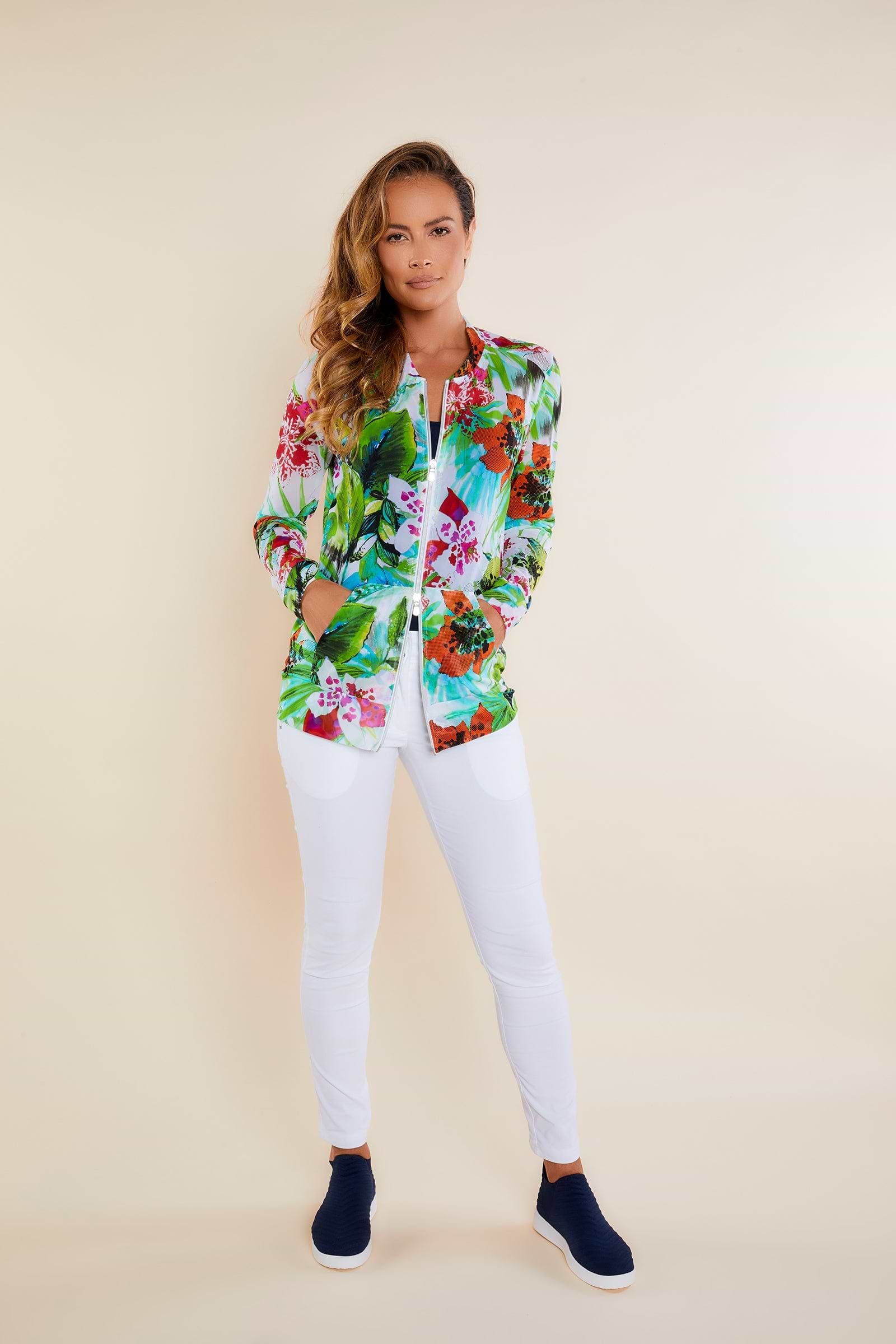 Euphoric Floral Print || Bailey Mesh Printed Zip-Up