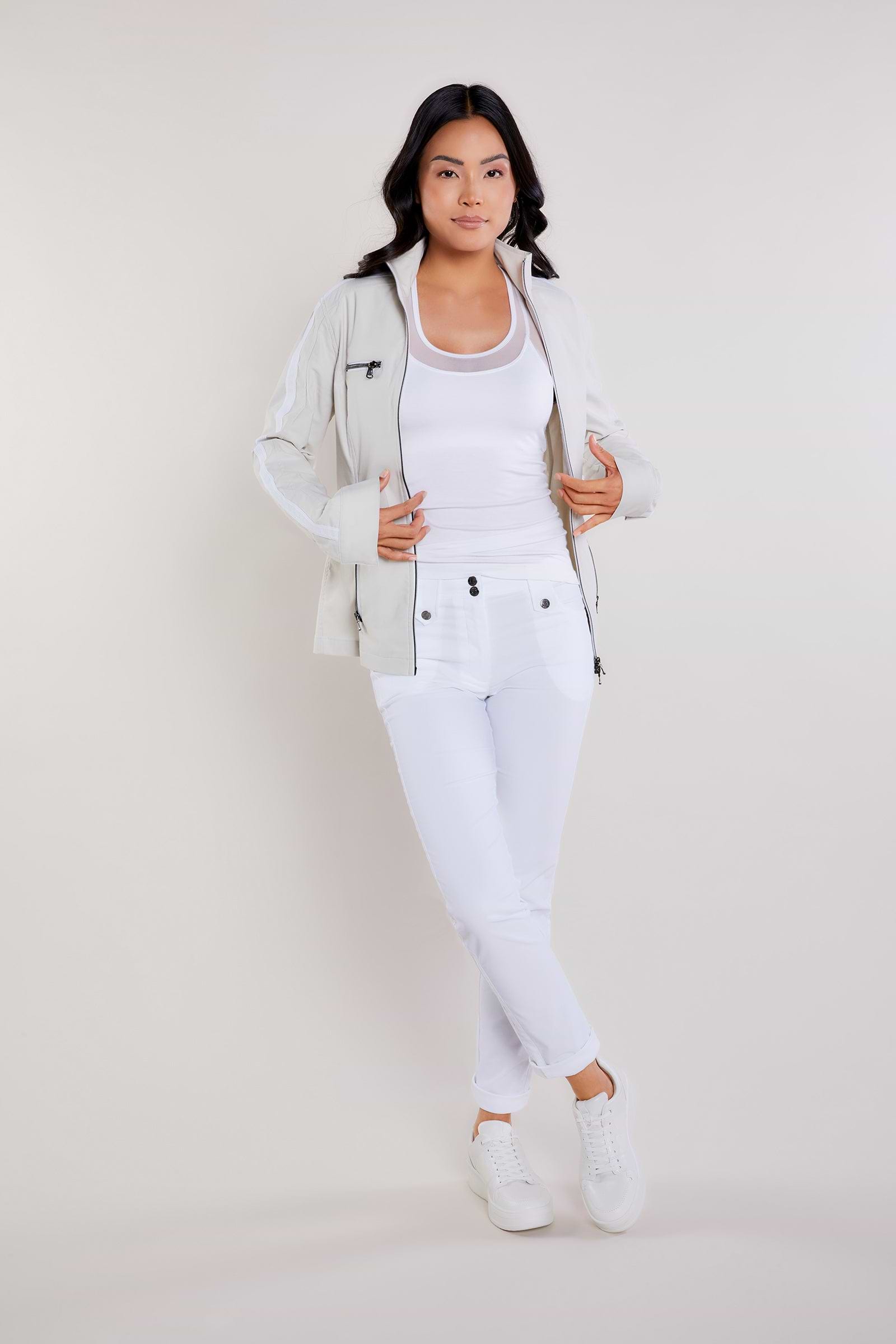 Stone / White || Justine Saira Zip-Up Jacket