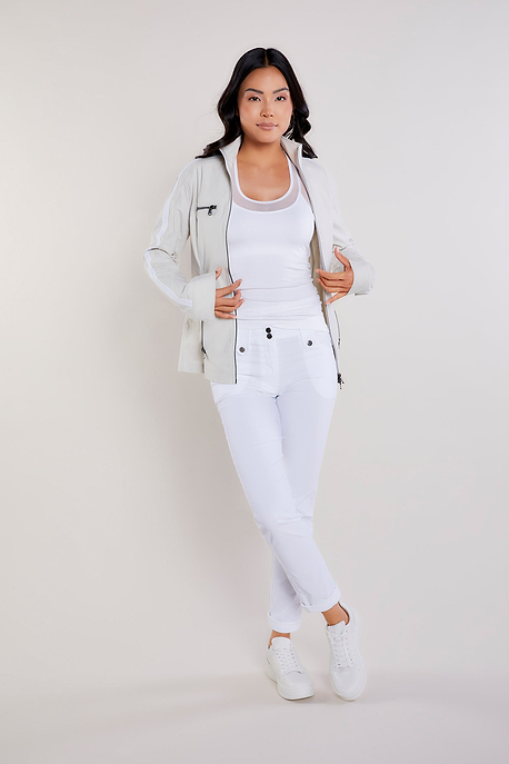 Stone / White || Justine Saira Zip-Up Jacket