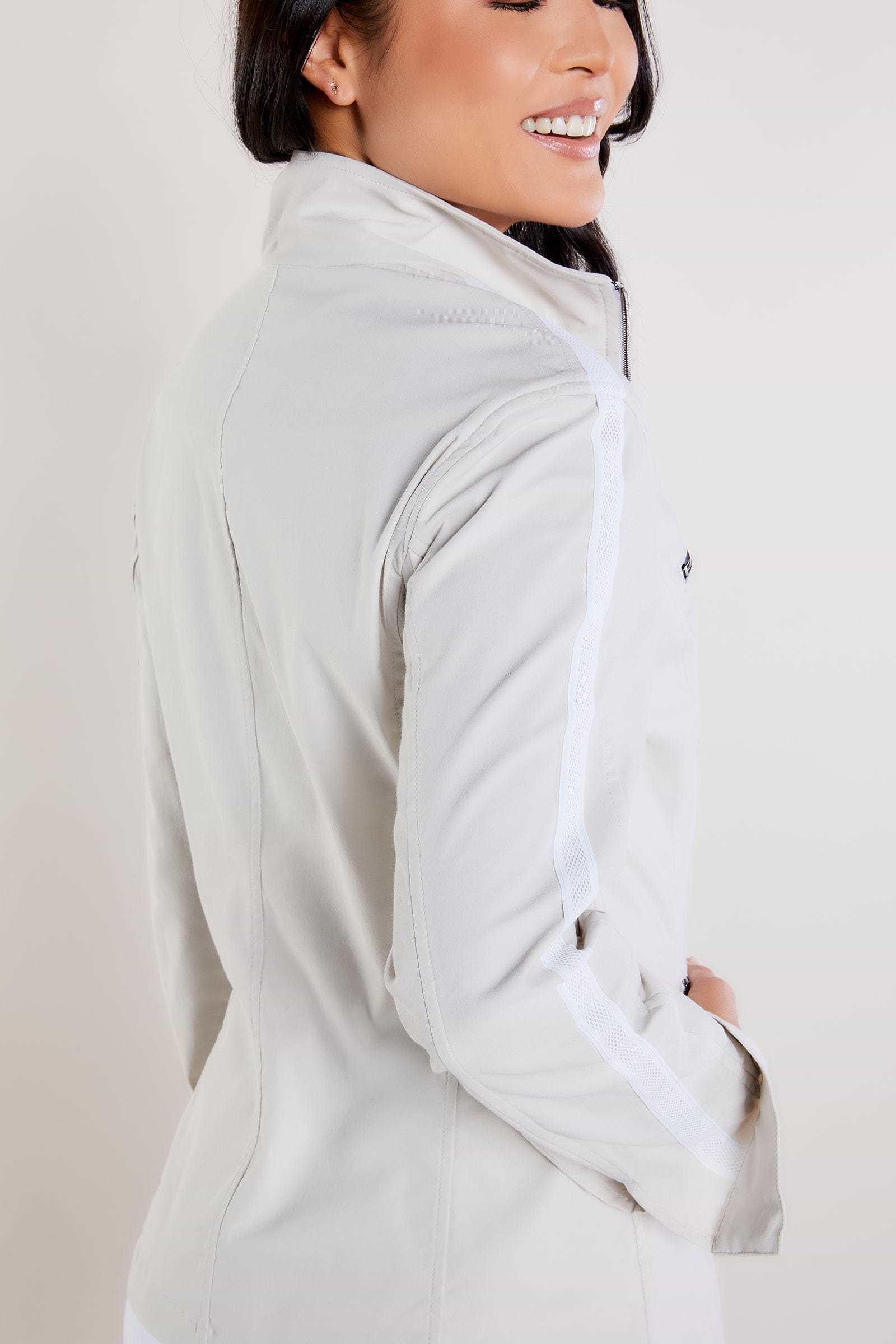 Stone / White || Justine Saira Zip-Up Jacket
