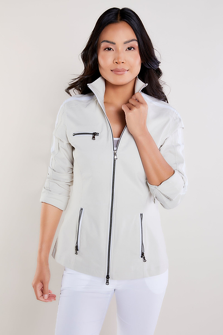 Stone / White || Justine Saira Zip-Up Jacket