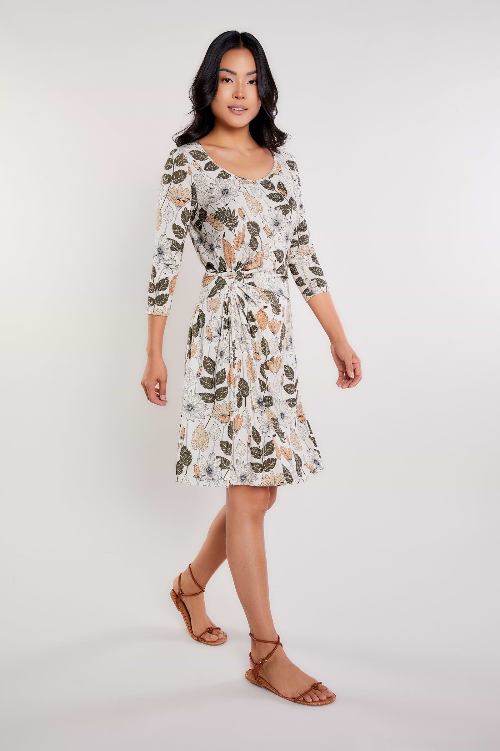 Floral Leaves Print || Ambra Printed Dress