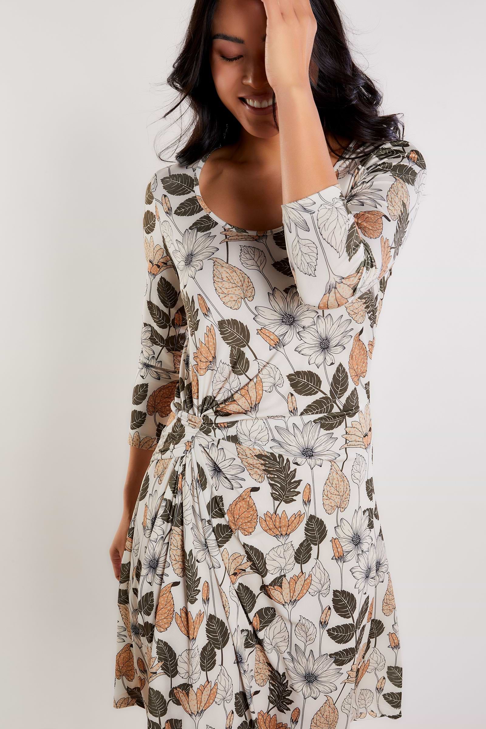 Floral Leaves Print || Ambra Printed Dress