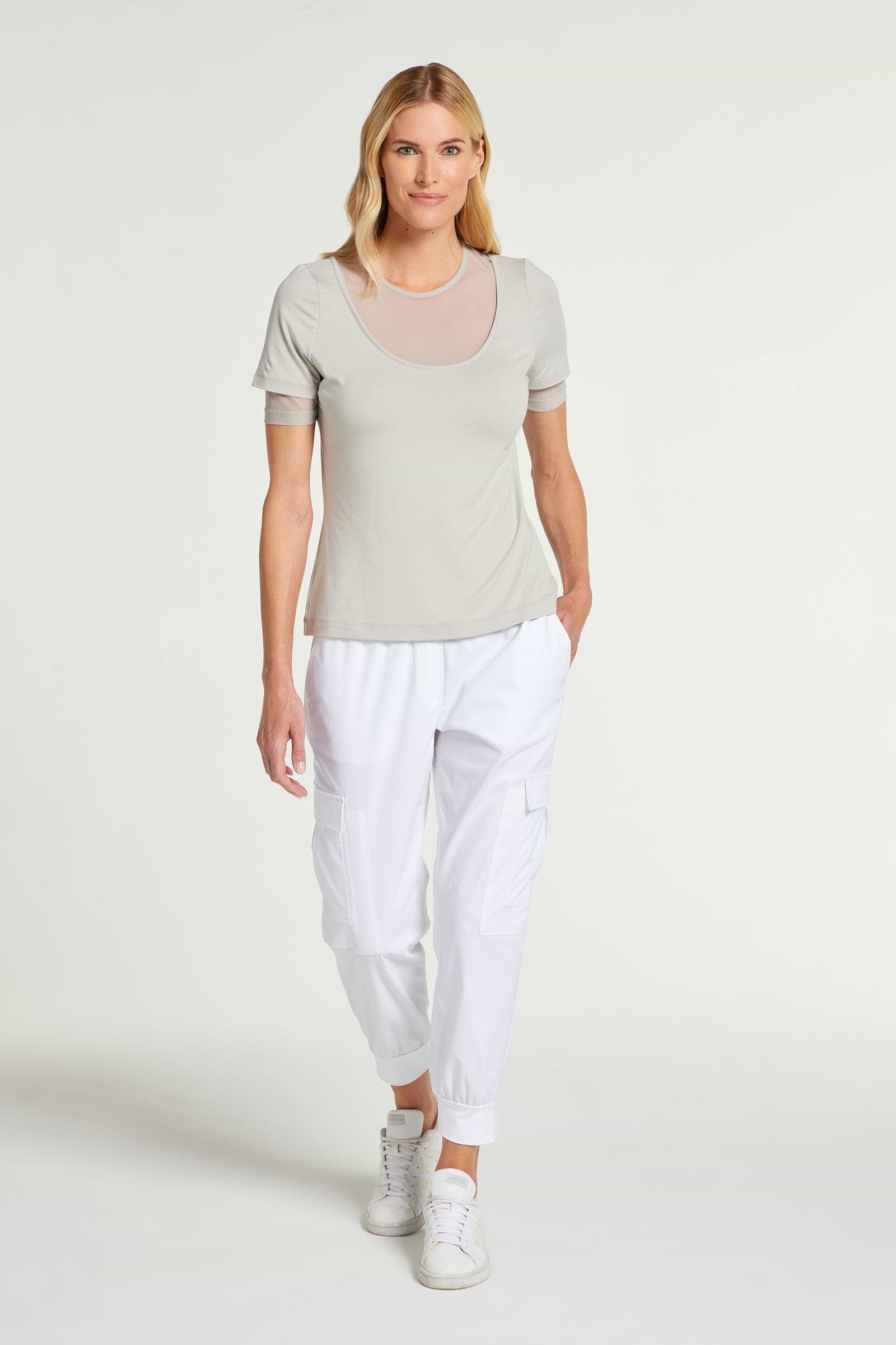 Stone|| Amabella Short Sleeve Top With Mesh