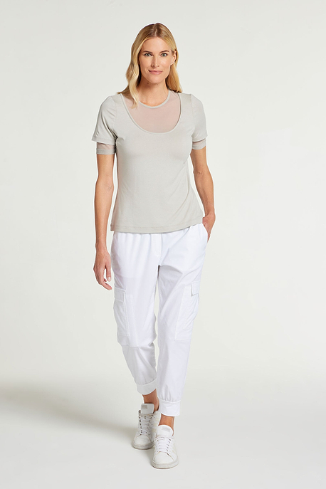 Stone|| Amabella Short Sleeve Top With Mesh