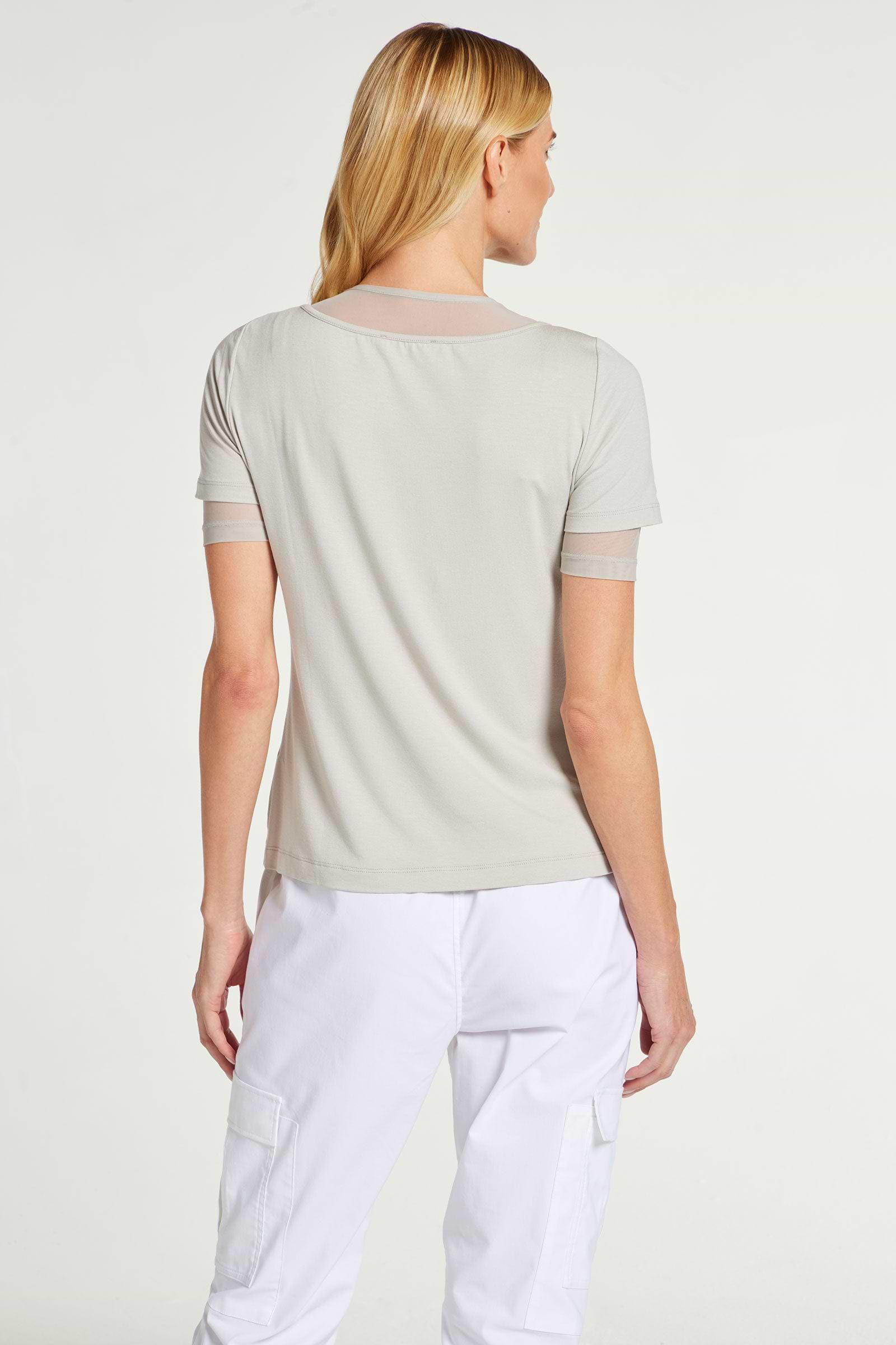 Stone|| Amabella Short Sleeve Top With Mesh