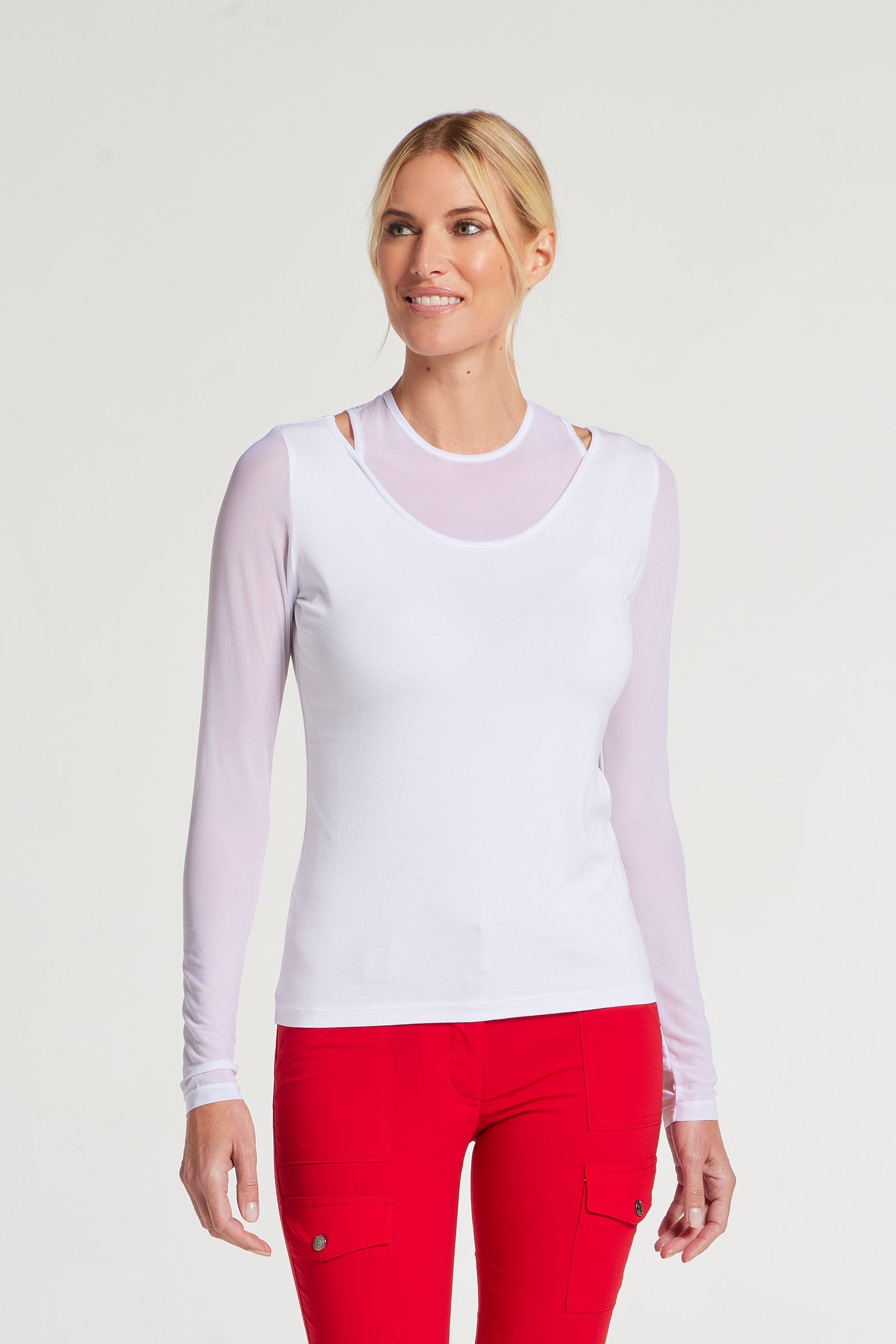 White|| Barcelona Mesh Long Sleeve Top