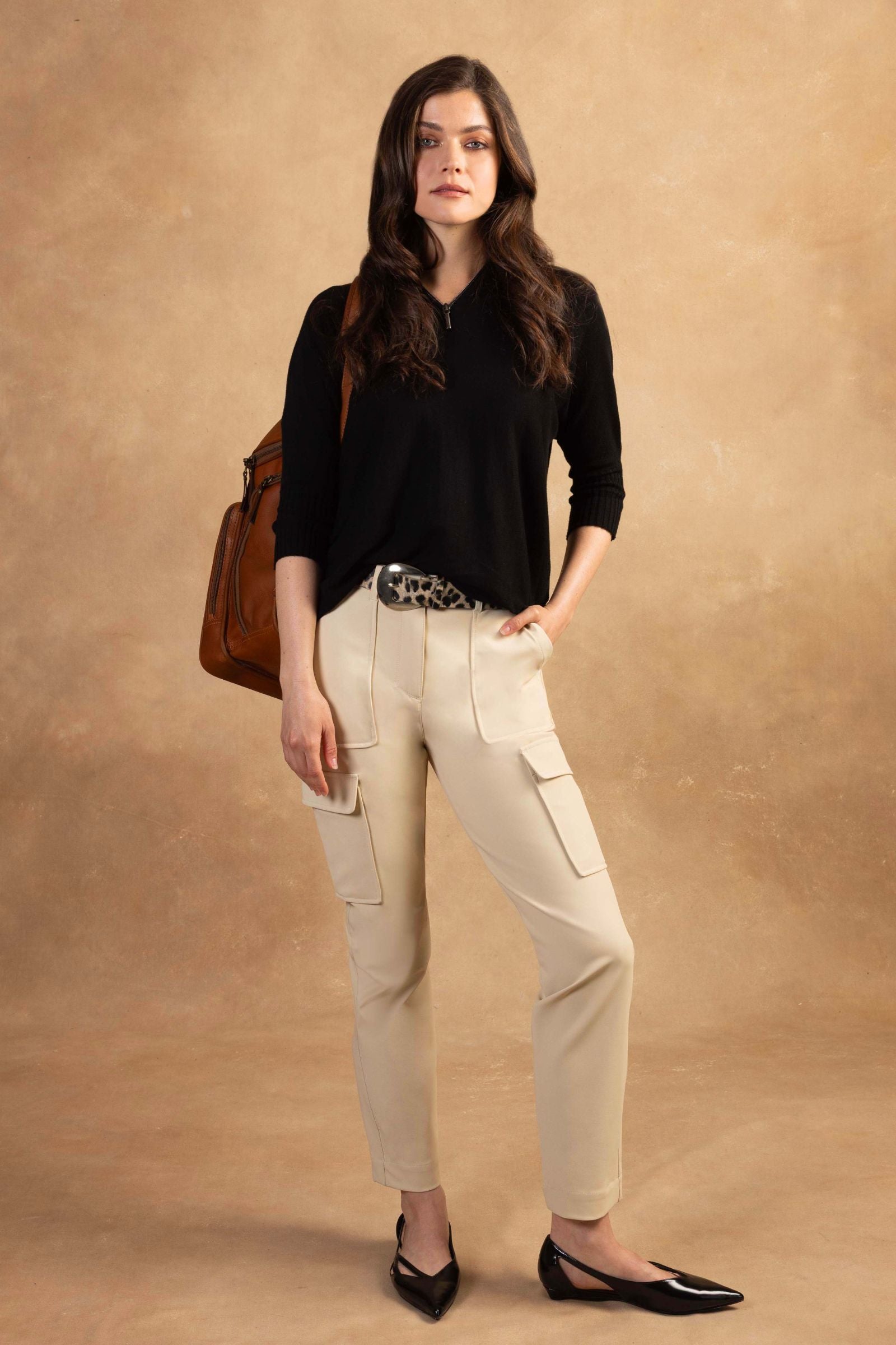 Lucely 1/4 Zip Elbowsleeve Mock Neck Sweater